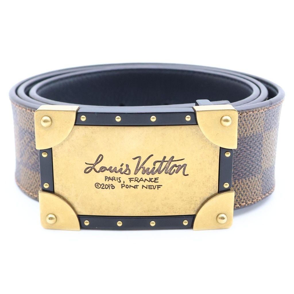 Louis Vuitton Damier Ceinture Neo Trunk Leather Belt Brown Gold