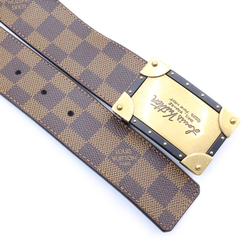 Louis Vuitton Damier Ceinture Neo Trunk Leather Belt Brown Gold — view 4