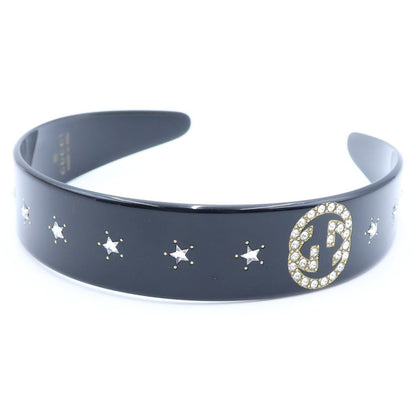 Gucci Interlocking Rhinestone Headband Black