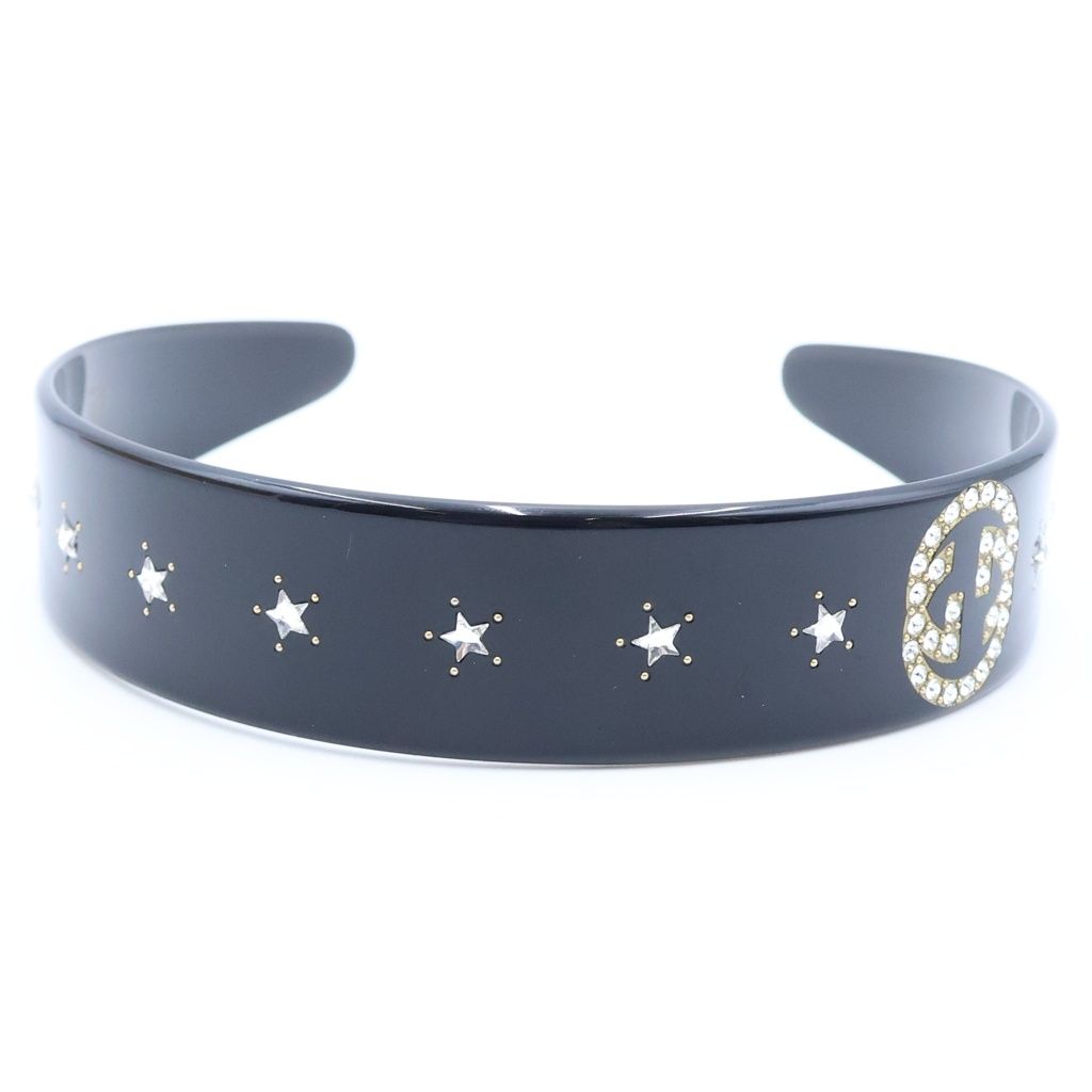 Gucci Interlocking Rhinestone Headband Black — view 5