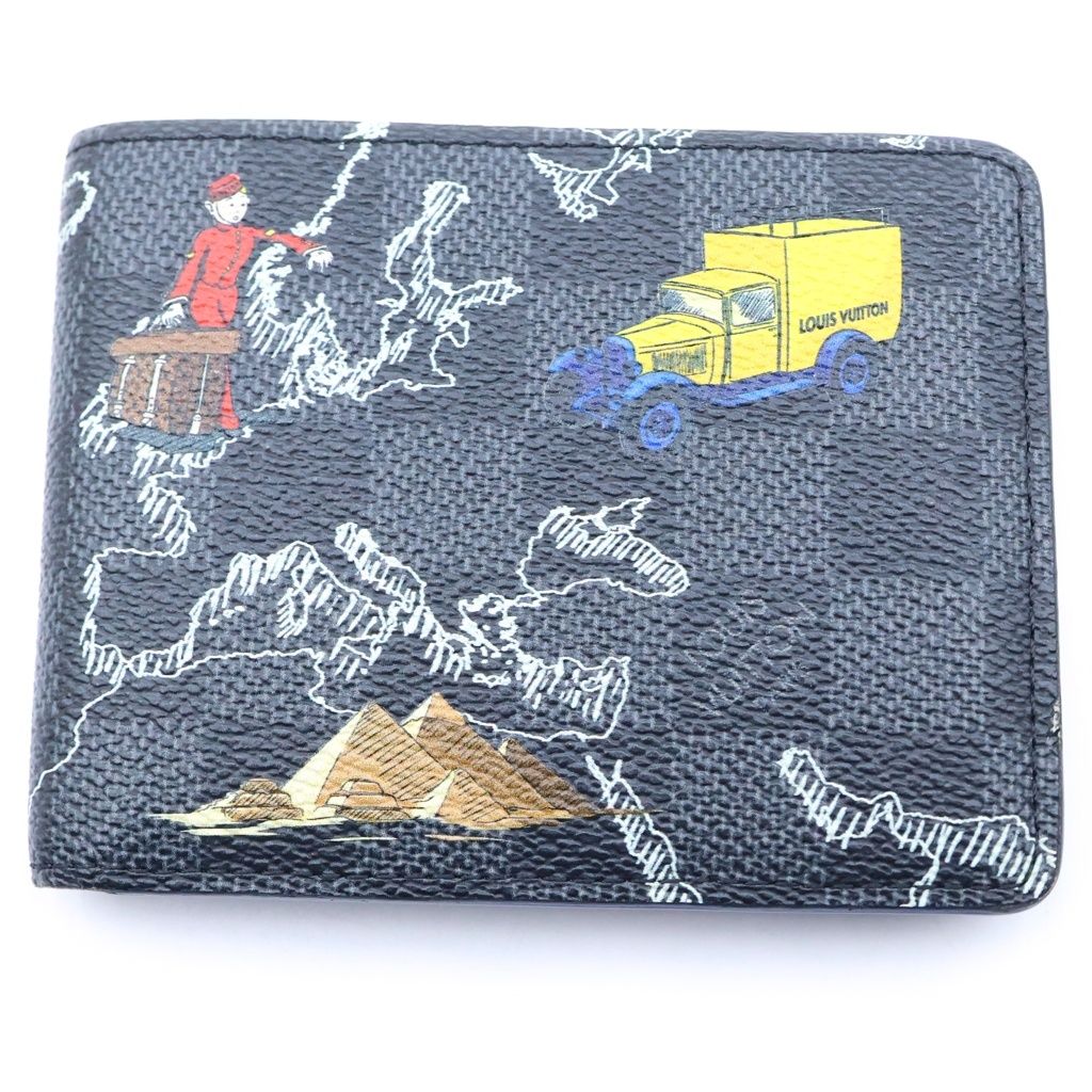 Louis Vuitton Damier Graphite Map Portefeuille Slender NM Bifold Wallet Compact