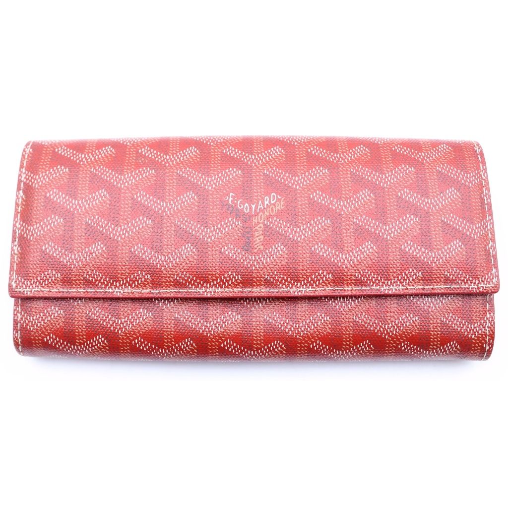Goyard Varenne Flap Wallet Card Case Red Silver
