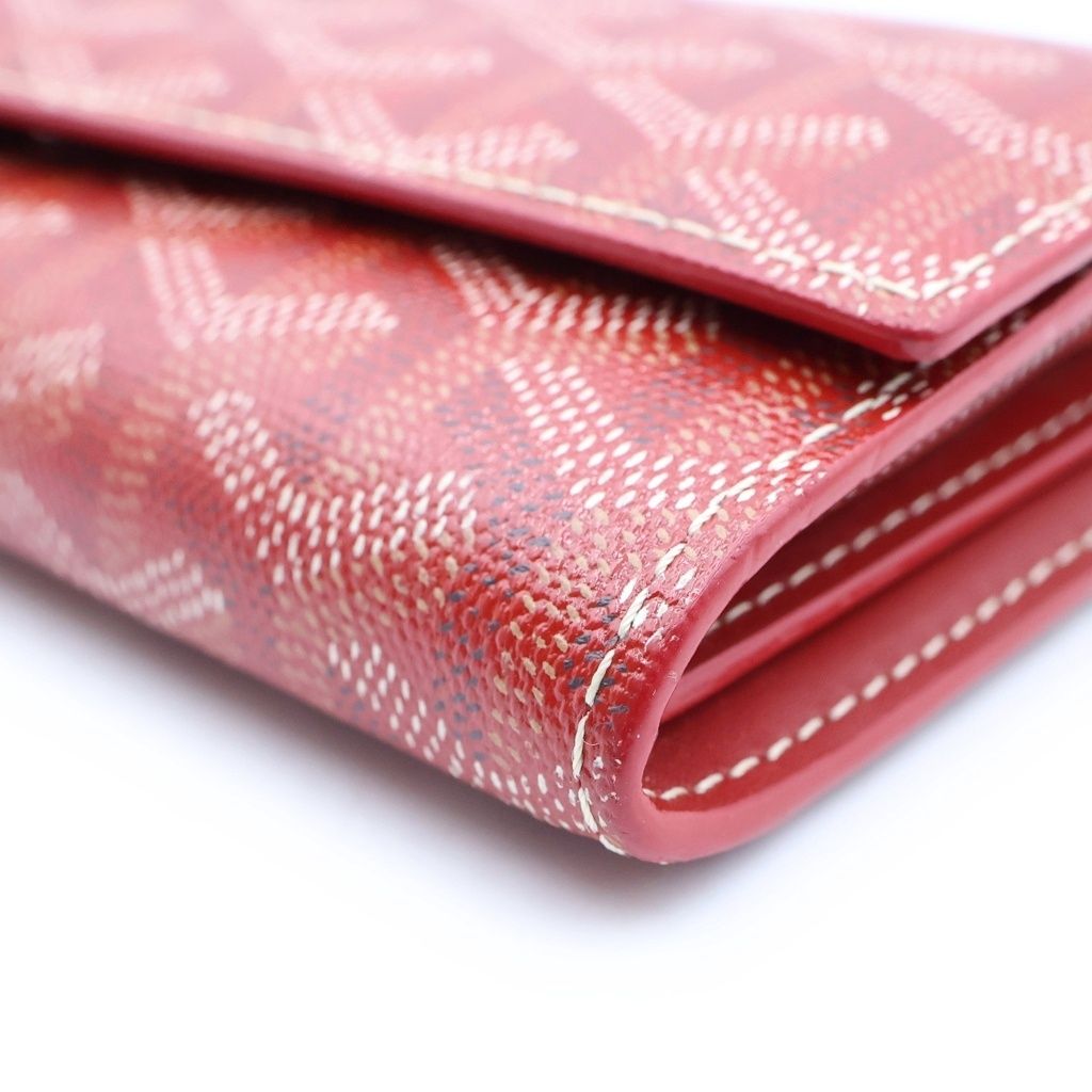 Goyard Varenne Flap Wallet Card Case Red Silver — view 4
