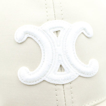 Celine Baseball Cap Triomphe Cap Panel Cotton Cream Hat — view 5