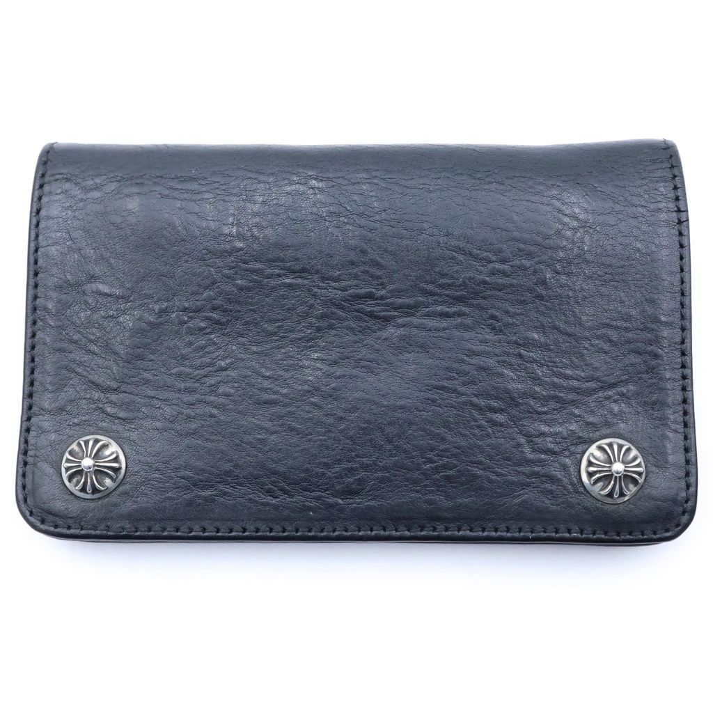 Chrome Hearts Cross Ball Button Leather Wallet Black