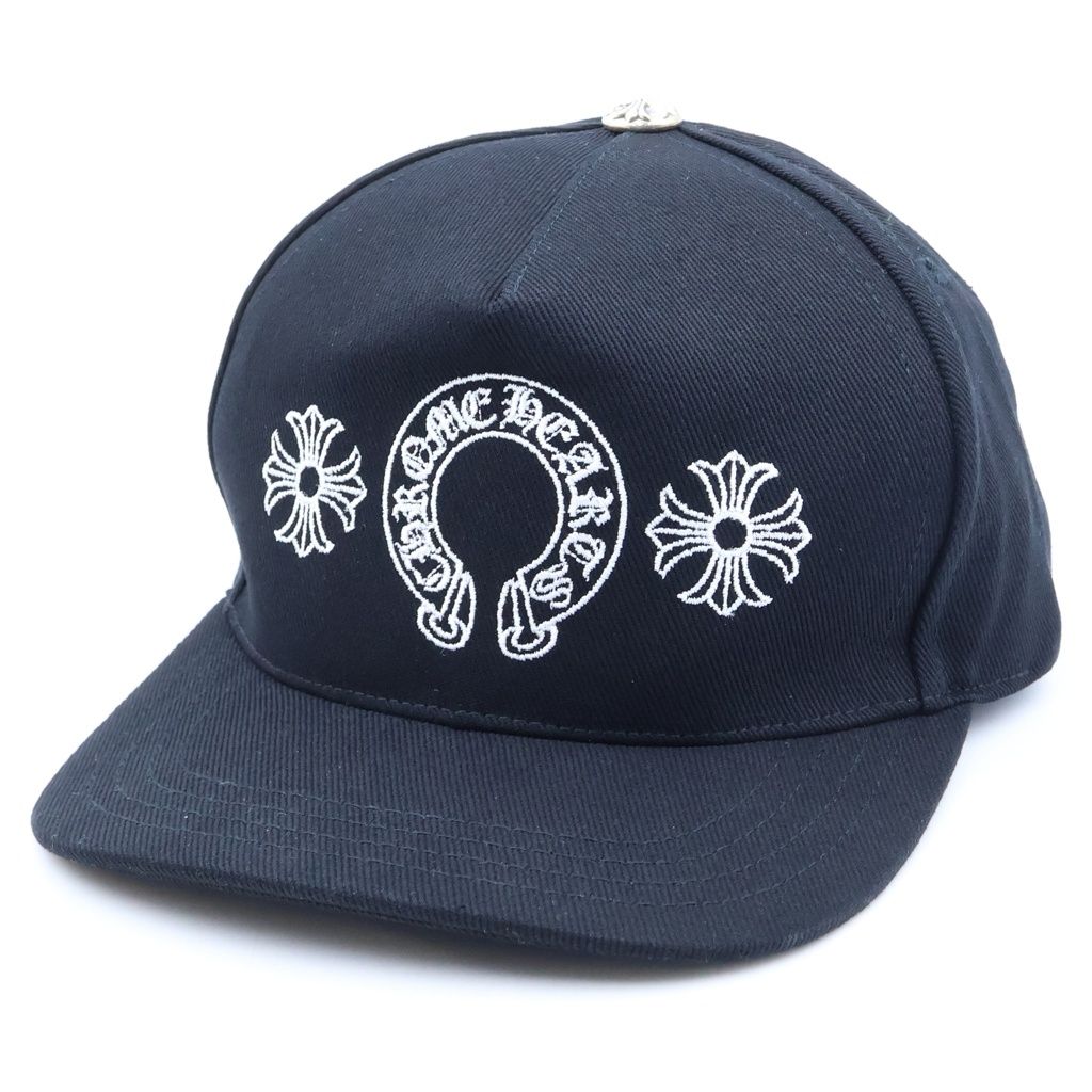 Chrome Hearts Trucker Cap Horseshoe Design Mesh Hat with Cross Ball