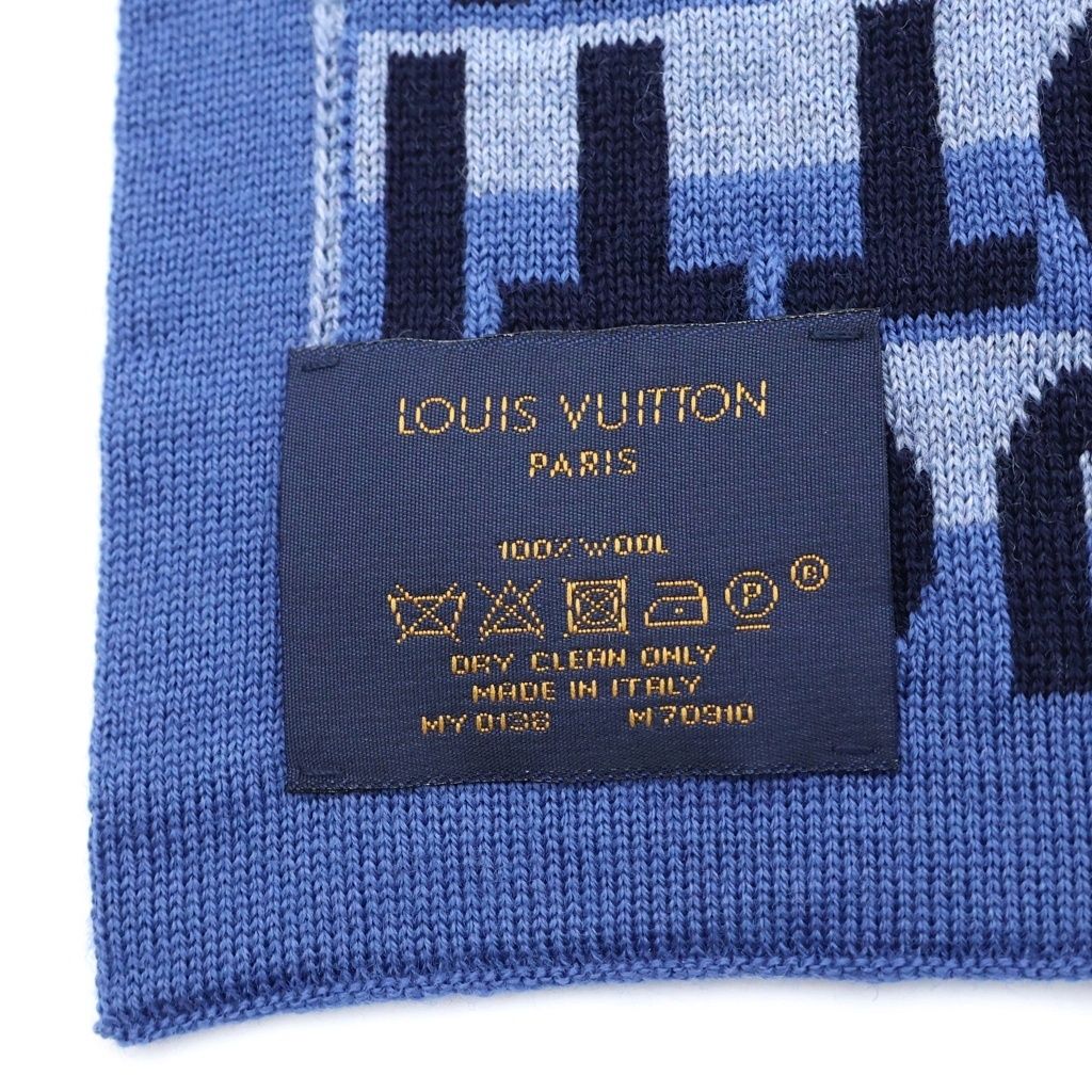 Louis Vuitton Echarpe LV Split Shawl Scarf Blue Navy Wool — view 5