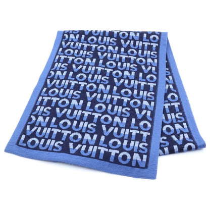 Louis Vuitton Echarpe LV Split Shawl Scarf Blue Navy Wool