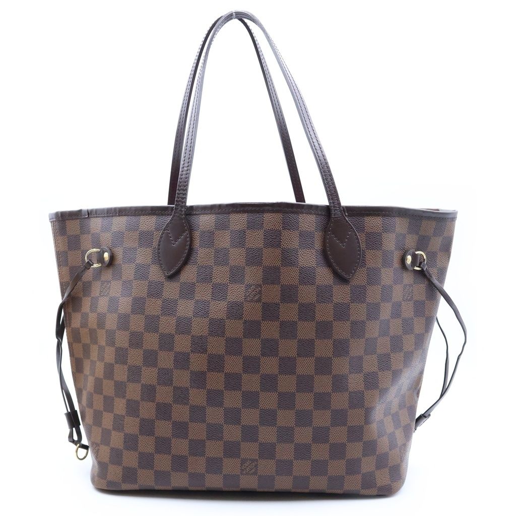 Louis Vuitton Damier Neverfull MM Tote Bag Brown Leather — view 2