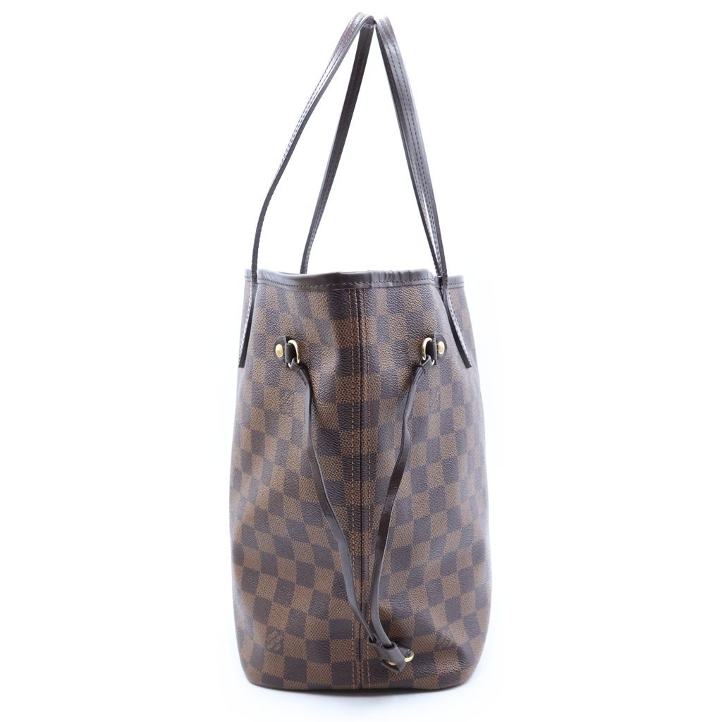 Louis Vuitton Damier Neverfull MM Tote Bag Brown Leather — view 3