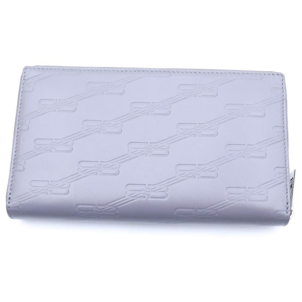 Balenciaga Zip Around Wallet BB Logo Leather Gray — view 2