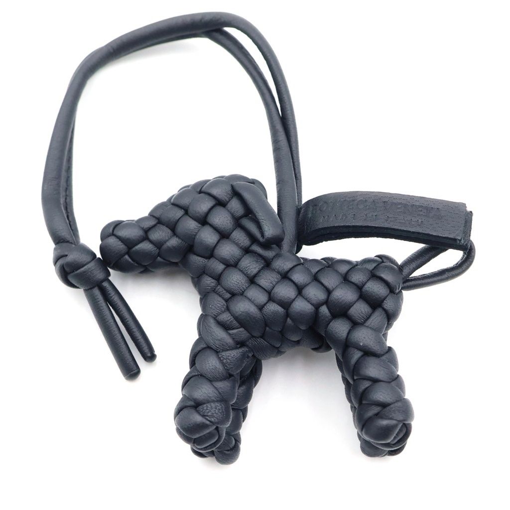 Bottega Veneta Intrecciato Dock Charm Black Keychain