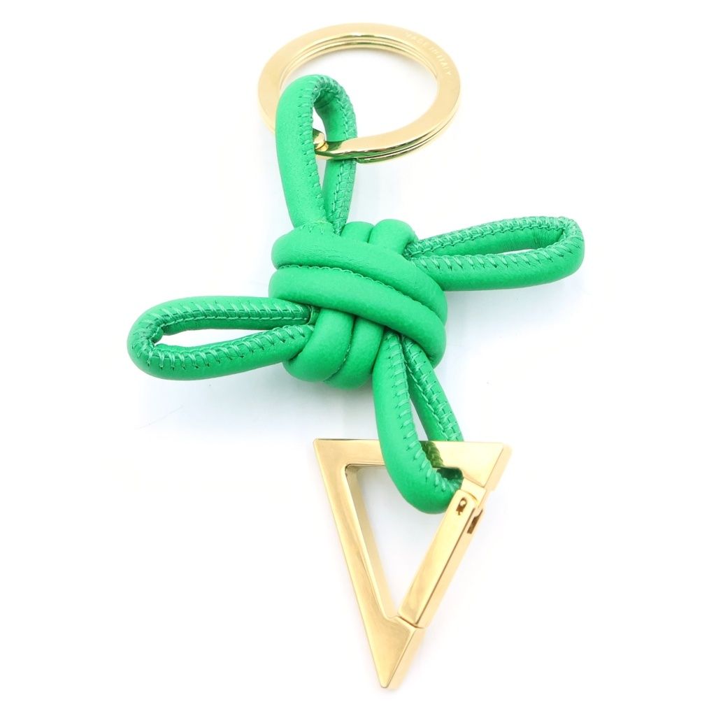 Bottega Veneta Triangle Key Ring Green Gold Key Holder — view 2
