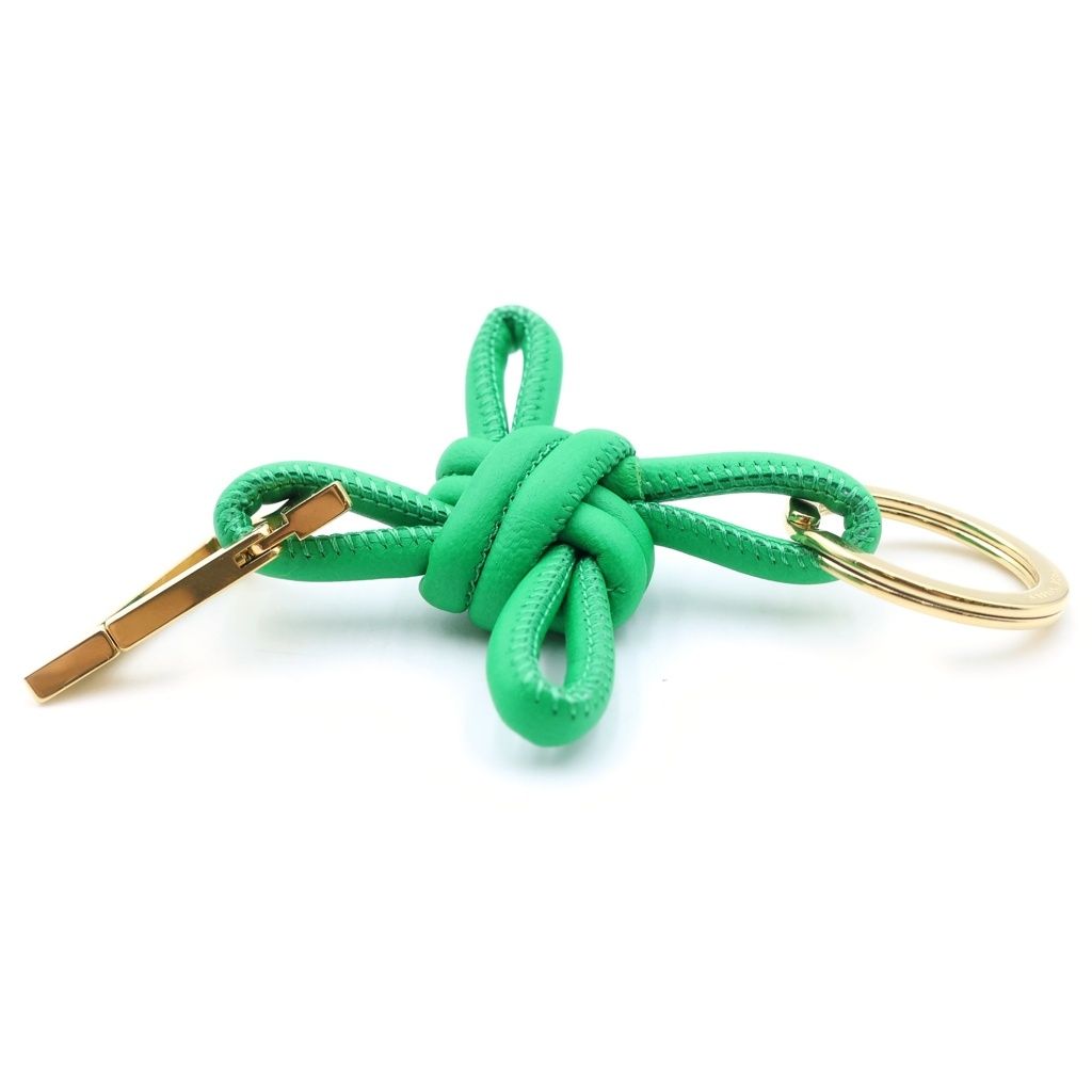 Bottega Veneta Triangle Key Ring Green Gold Key Holder — view 4