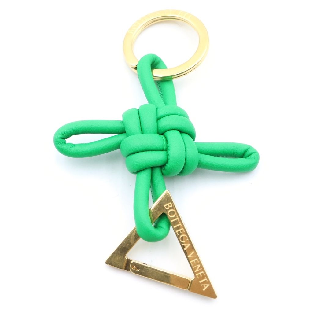 Bottega Veneta Triangle Key Ring Green Gold Key Holder