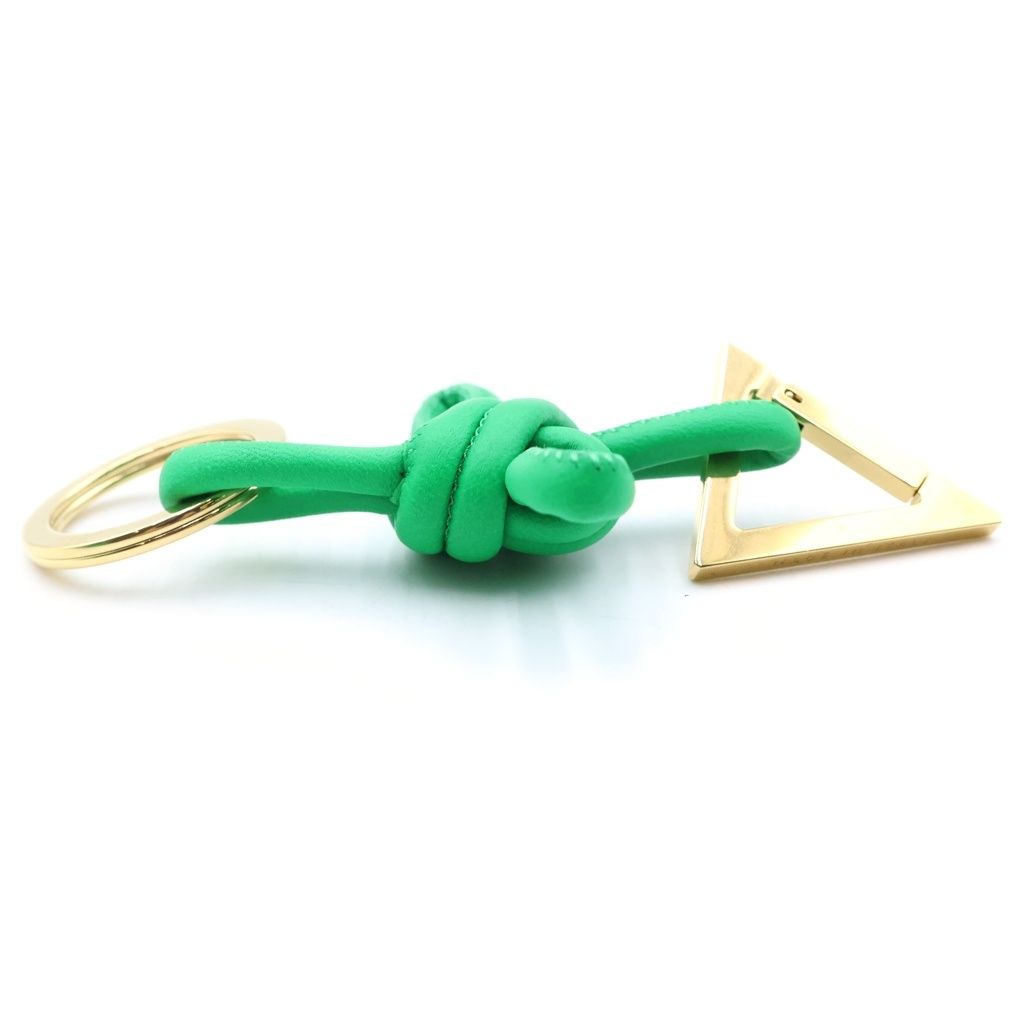 Bottega Veneta Triangle Key Ring Green Gold Key Holder — view 3
