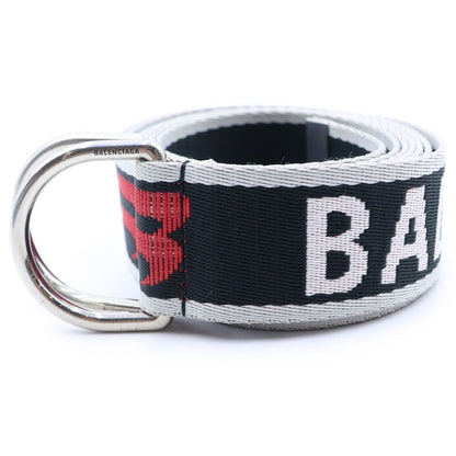 Balenciaga D Ring Belt Logo Jacquard Webbing Black Red
