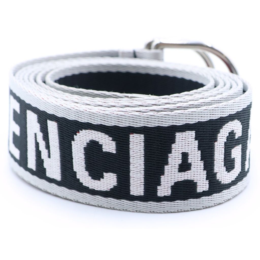 Balenciaga D Ring Belt Logo Jacquard Webbing Black Red — view 2