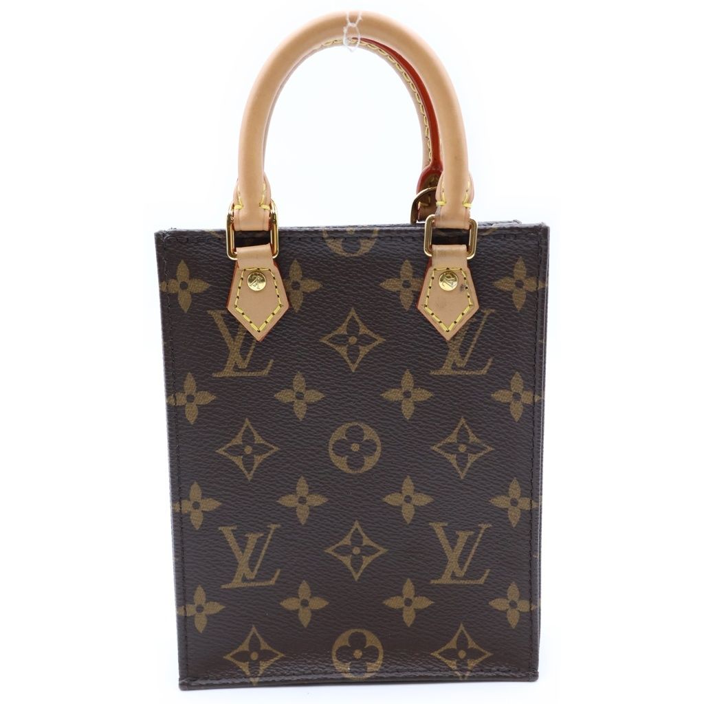 Louis Vuitton Monogram Petite Sac Plat Leather 2-Way Bag Brown