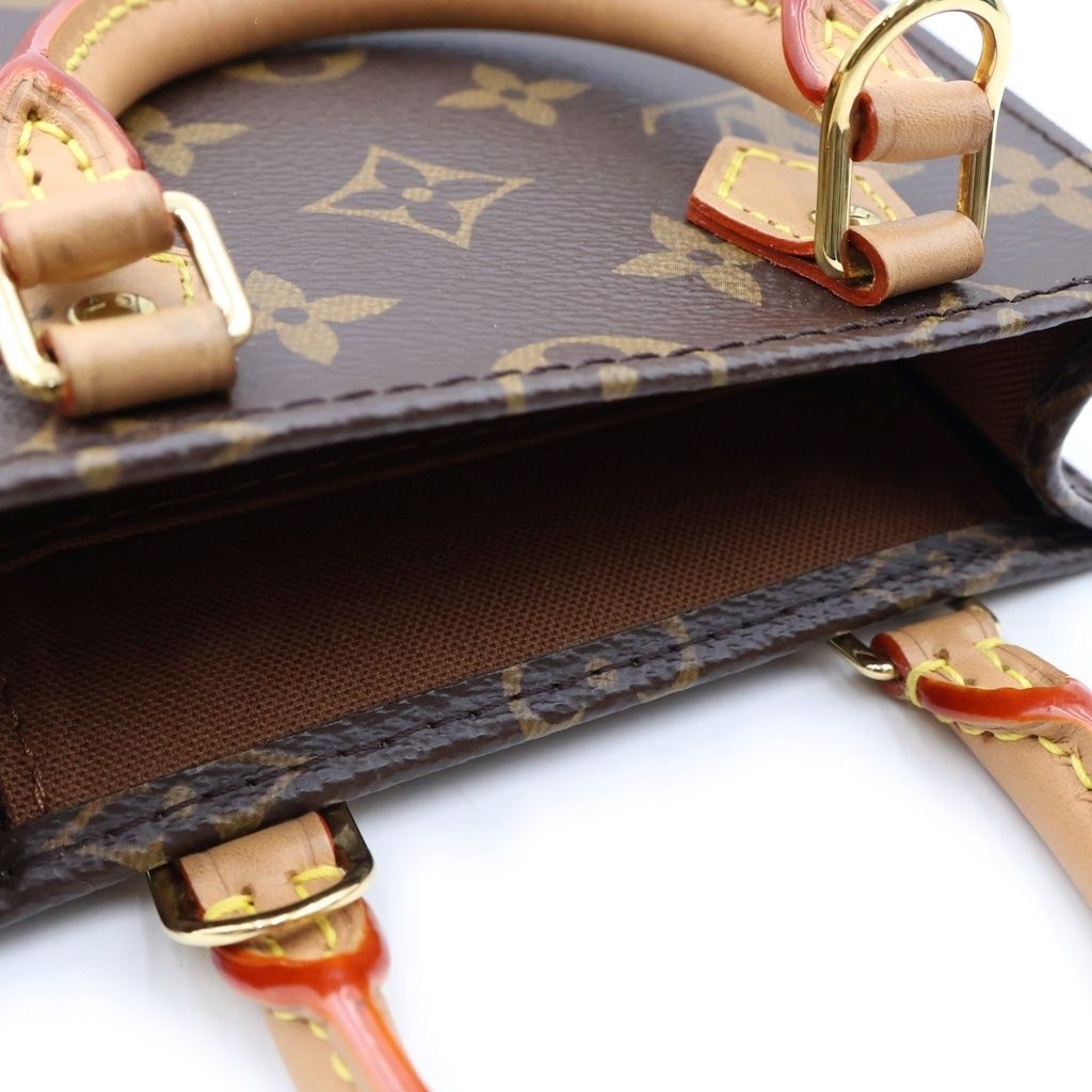 Louis Vuitton Monogram Petite Sac Plat Leather 2-Way Bag Brown — view 7