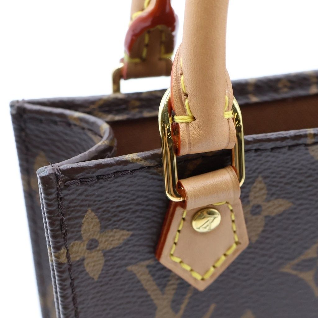 Louis Vuitton Monogram Petite Sac Plat Leather 2-Way Bag Brown — view 6