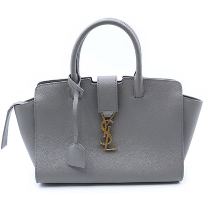 Saint Laurent Downtown Baby Cabas Leather Cassandra Logo Handbag Greige Gold