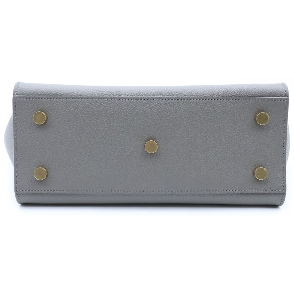 Saint Laurent Downtown Baby Cabas Leather Cassandra Logo Handbag Greige Gold — view 4