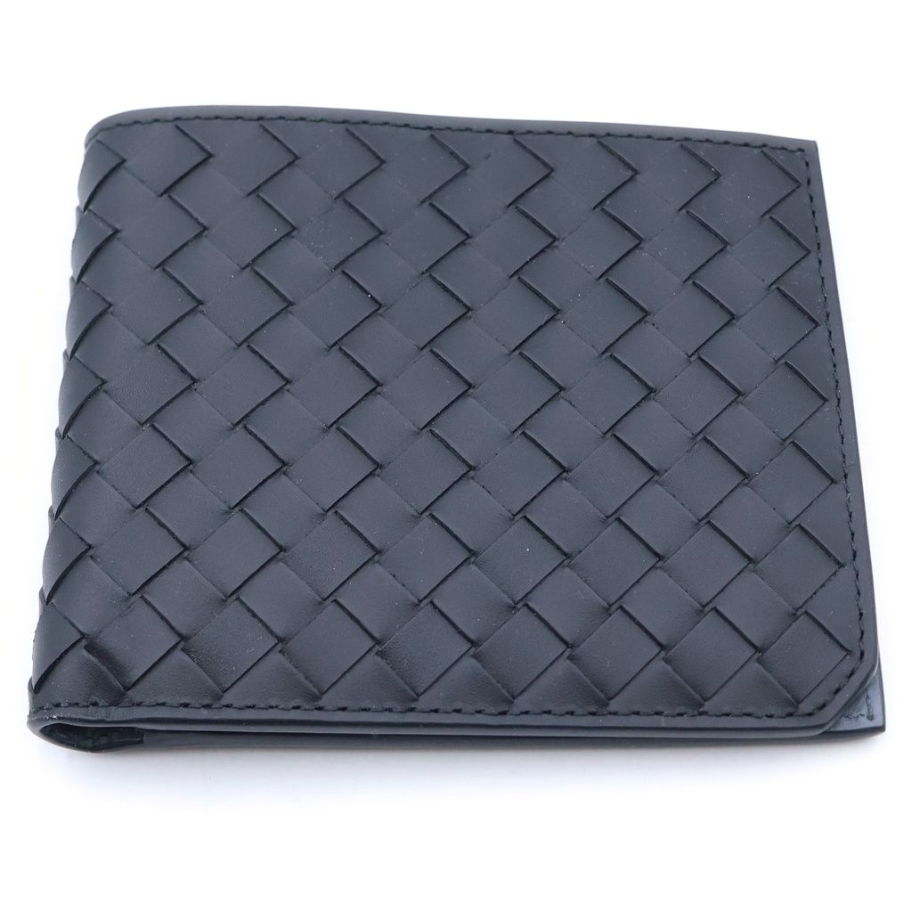 Bottega Veneta Intrecciato Leather Compact Wallet Bifold Black