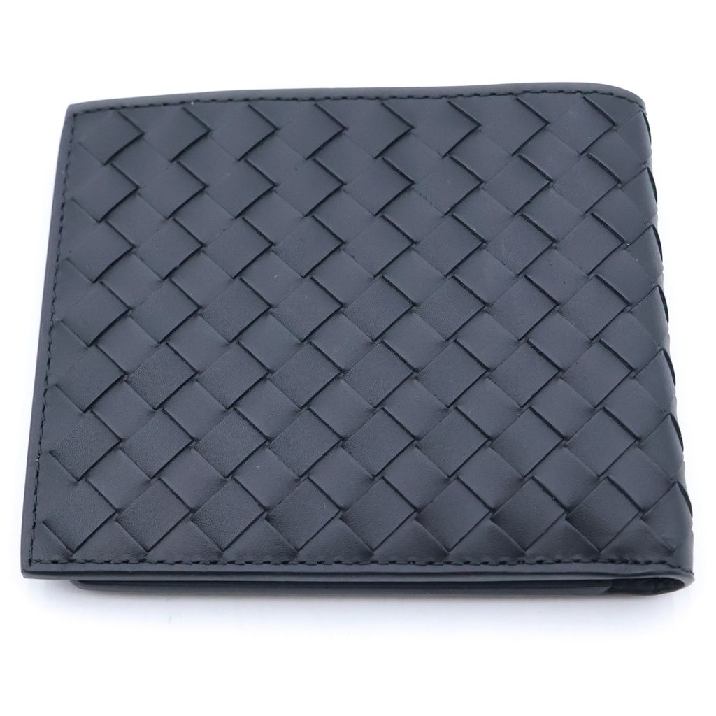 Bottega Veneta Intrecciato Leather Compact Wallet Bifold Black — view 2