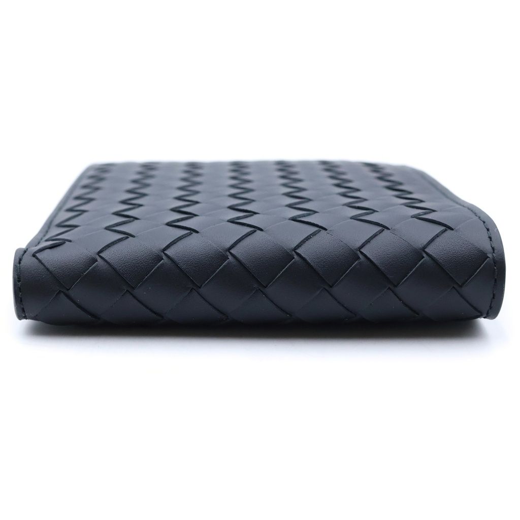 Bottega Veneta Intrecciato Leather Compact Wallet Bifold Black — view 3