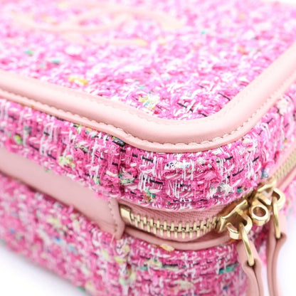Chanel Vanity Case CC Filigree 2-Way Chain Shoulder Bag Pink Leather Tweed Gold — view 5