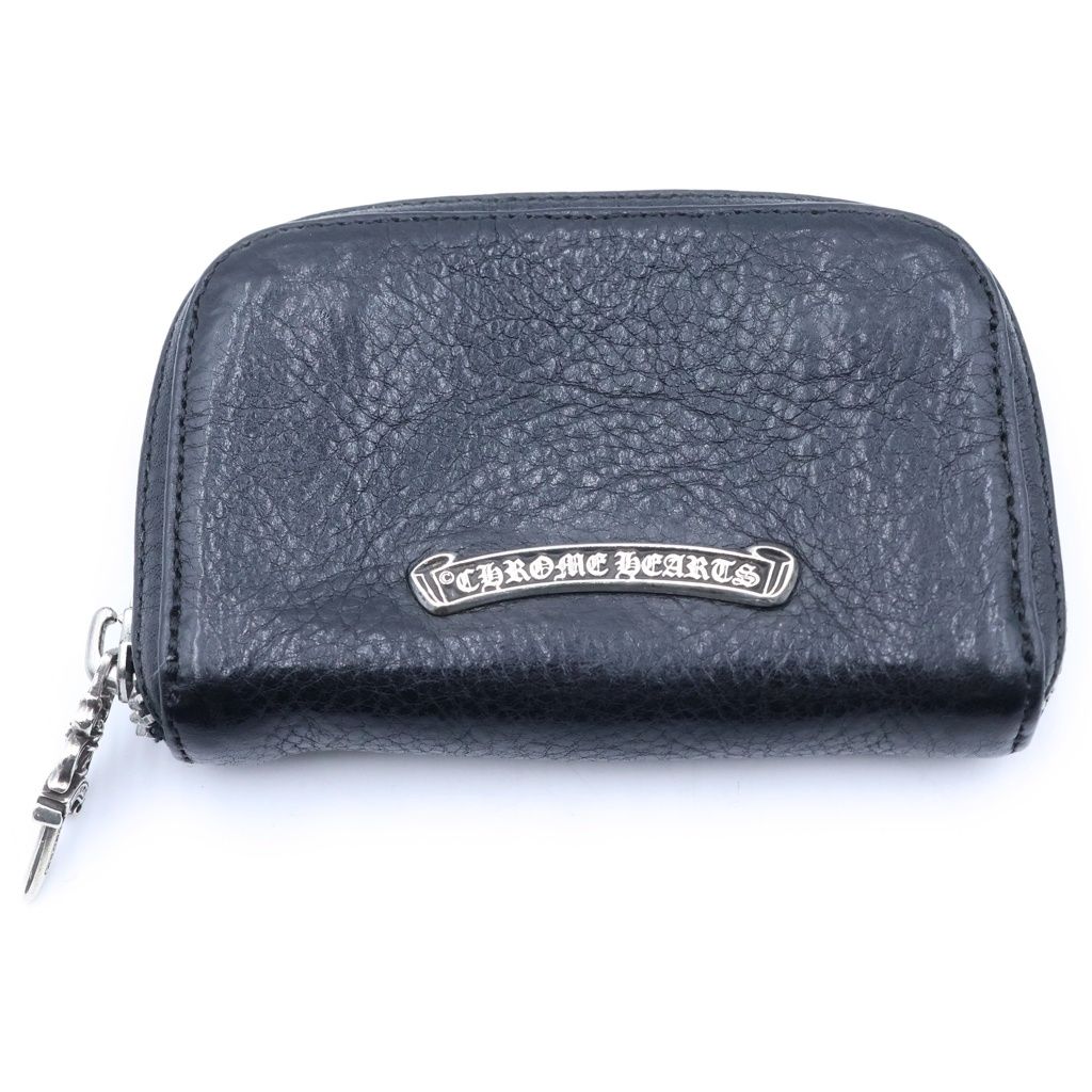 Chrome Hearts Coin Purse Dagger Round Zip Leather Wallet Black
