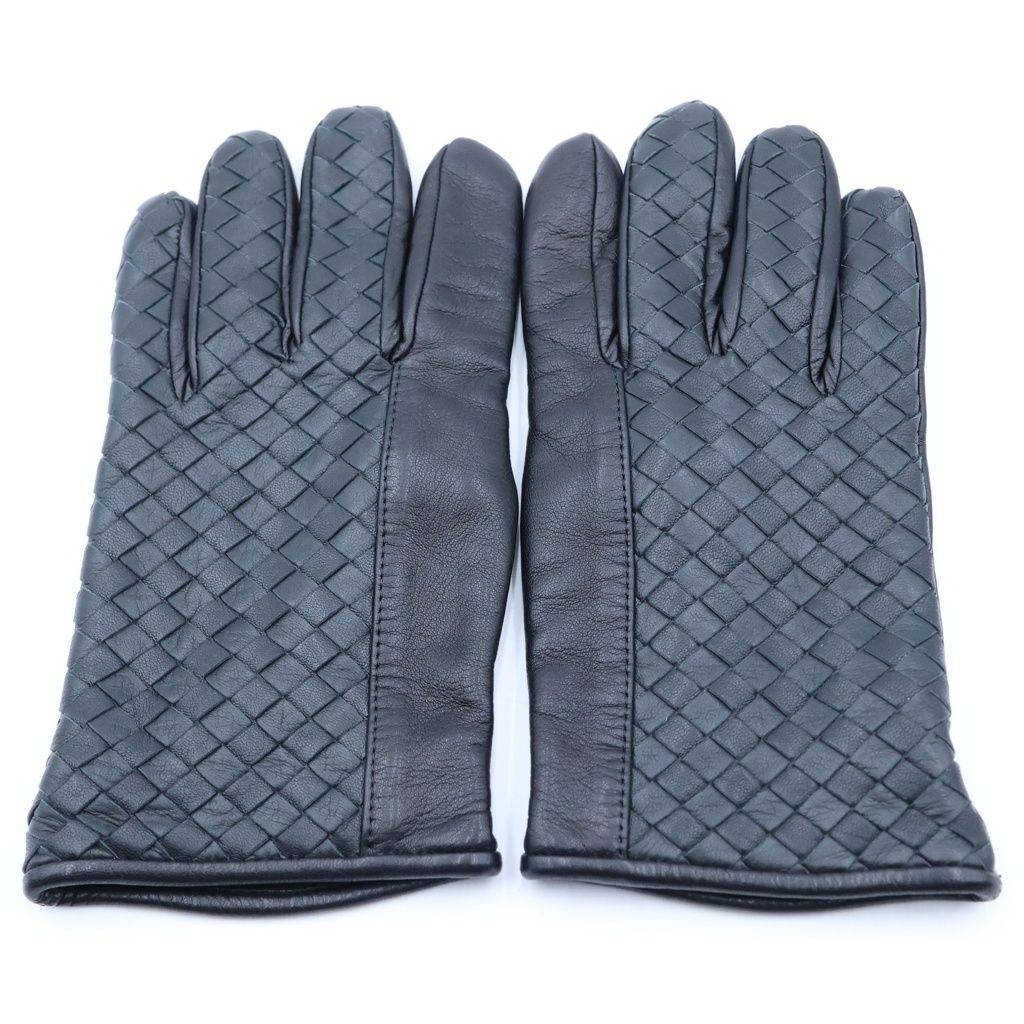 Bottega Veneta Intrecciato Leather Gloves Black