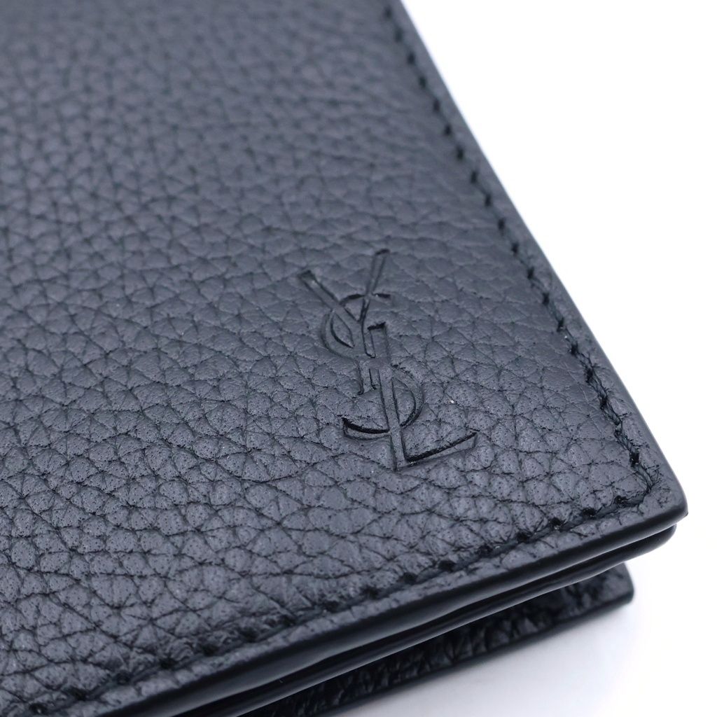 Saint Laurent Paris Cassandra Leather Business Card Case Black — view 5