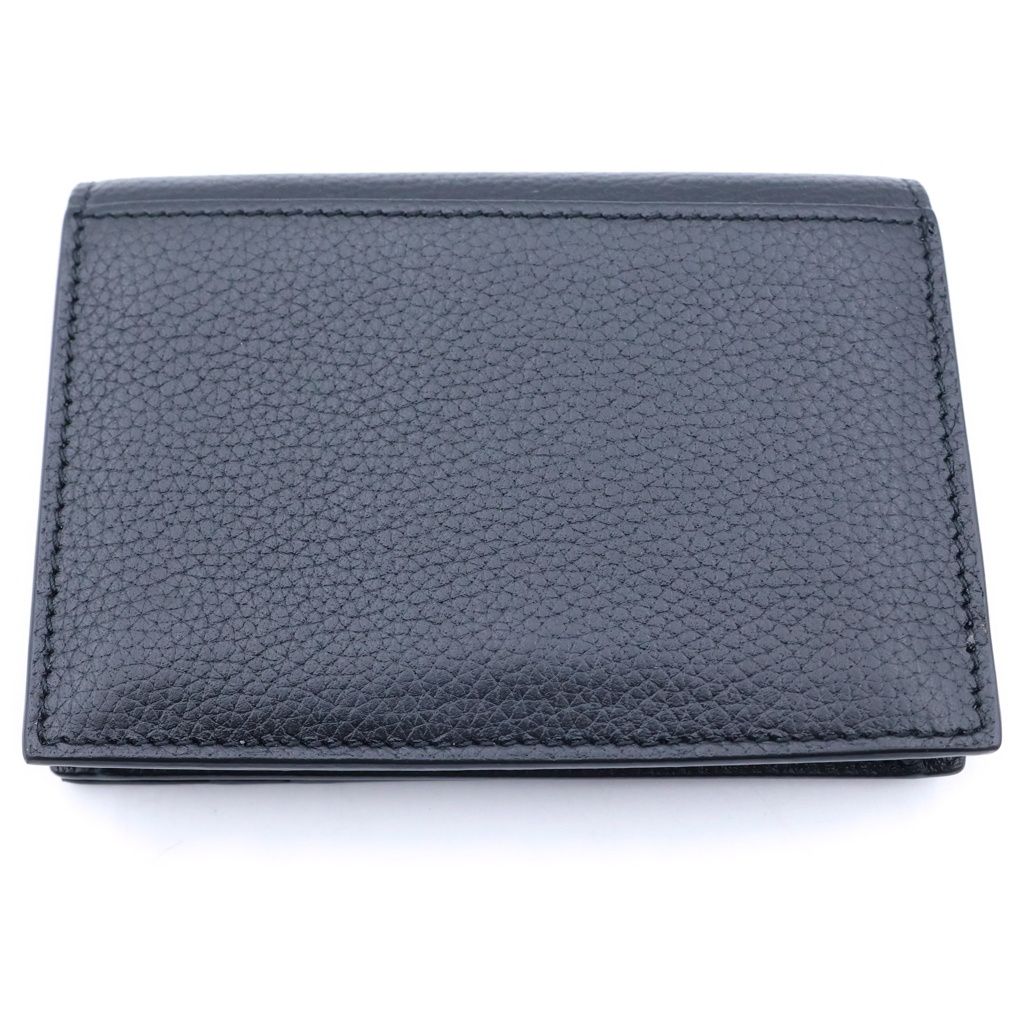 Saint Laurent Paris Cassandra Leather Business Card Case Black — view 2