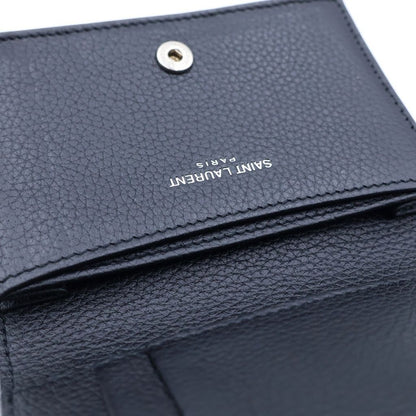 Saint Laurent Paris Cassandra Leather Business Card Case Black — view 6