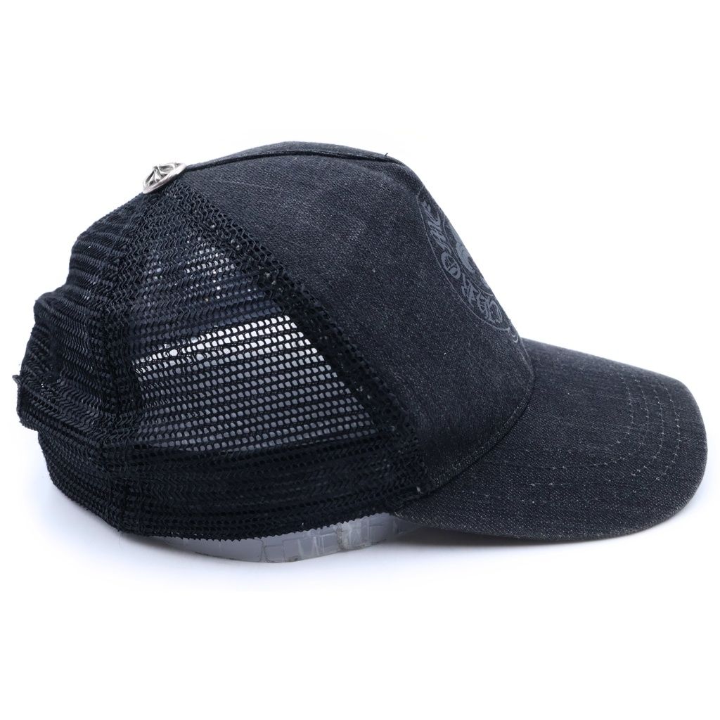 Chrome Hearts BS Flare Scroll Label Print Mesh Trap Khaki Cap Hat Black — view 3