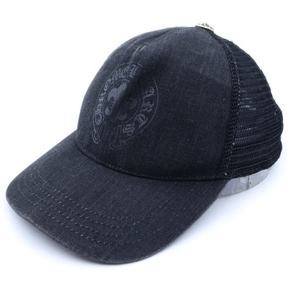 Chrome Hearts BS Flare Scroll Label Print Mesh Trap Khaki Cap Hat Black