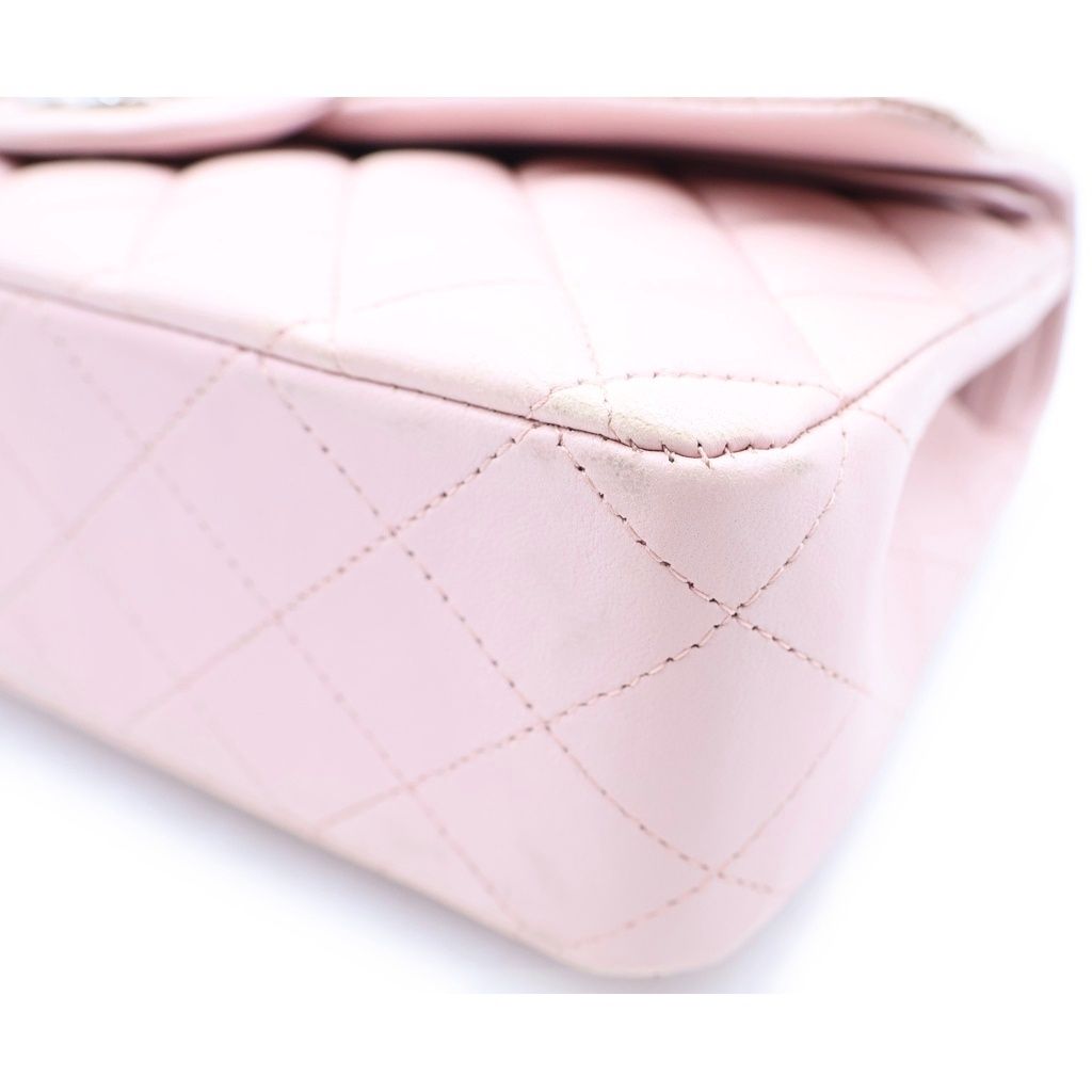 Chanel Quilted 25 Double Flap Chain Shoulder Bag Pink Lambskin Silver — view 5