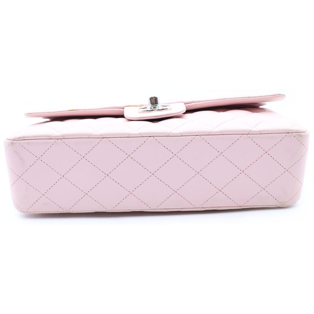 Chanel Quilted 25 Double Flap Chain Shoulder Bag Pink Lambskin Silver — view 4