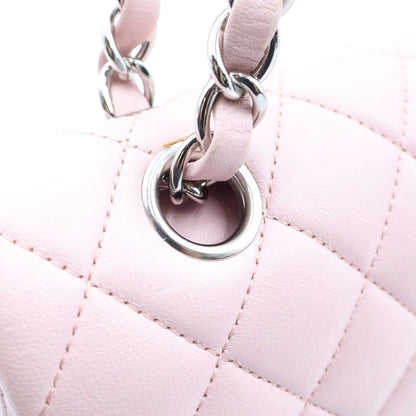 Chanel Quilted 25 Double Flap Chain Shoulder Bag Pink Lambskin Silver — view 6