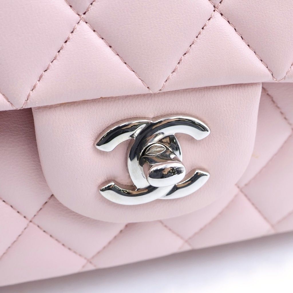 Chanel Quilted 25 Double Flap Chain Shoulder Bag Pink Lambskin Silver — view 7