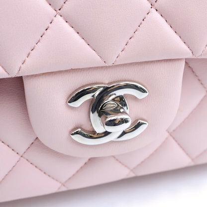 Chanel Quilted 25 Double Flap Chain Shoulder Bag Pink Lambskin Silver — view 7