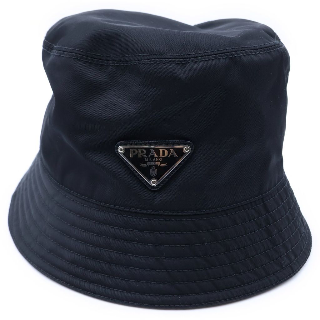 Prada Re-Nylon Bucket Hat Triangle Logo Black — view 4