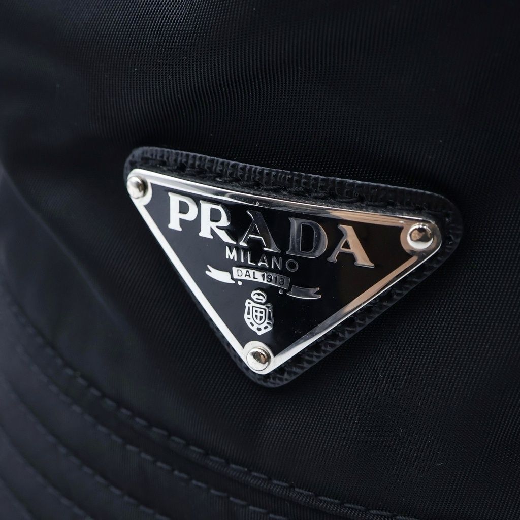 Prada Re-Nylon Bucket Hat Triangle Logo Black — view 5