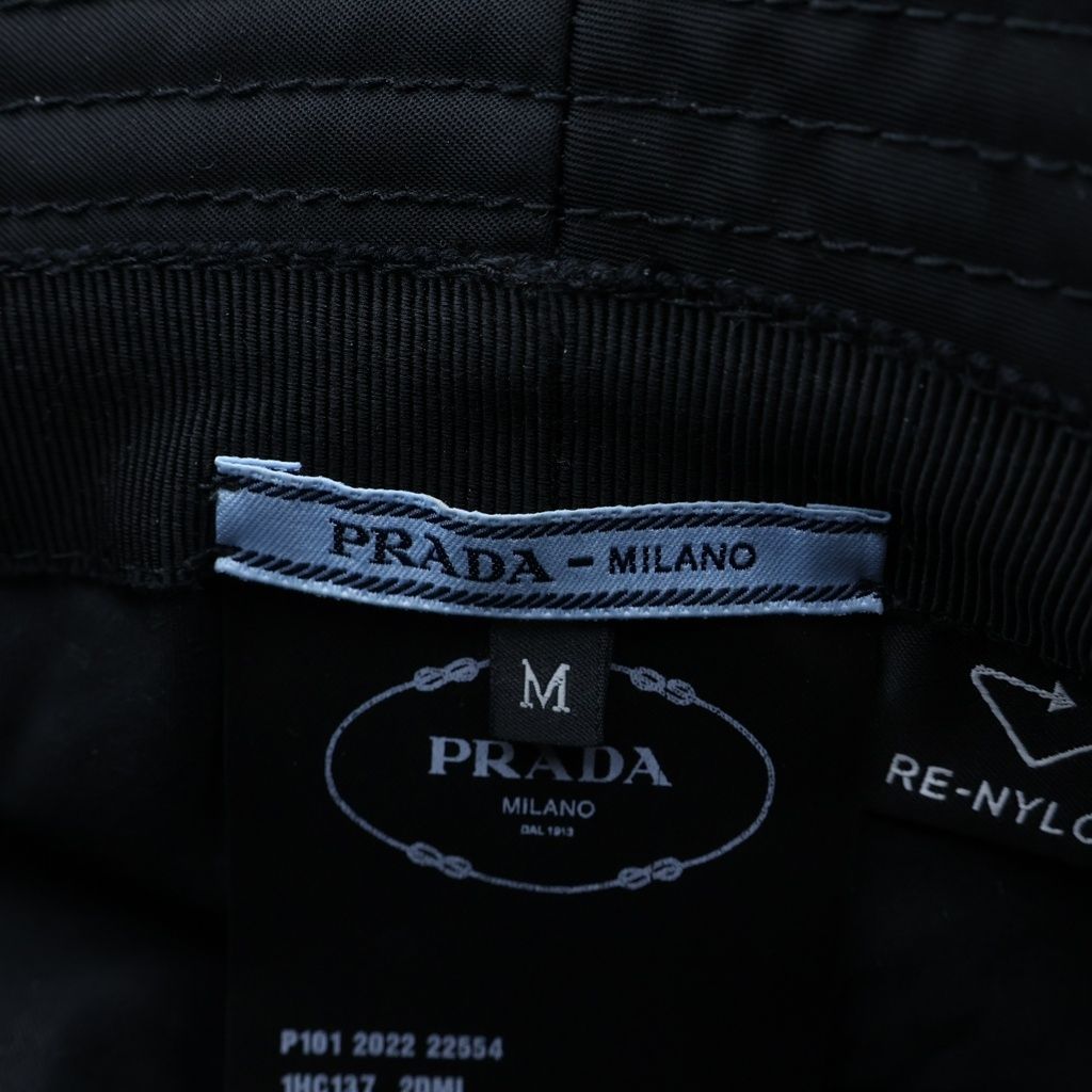 Prada Re-Nylon Bucket Hat Triangle Logo Black — view 7