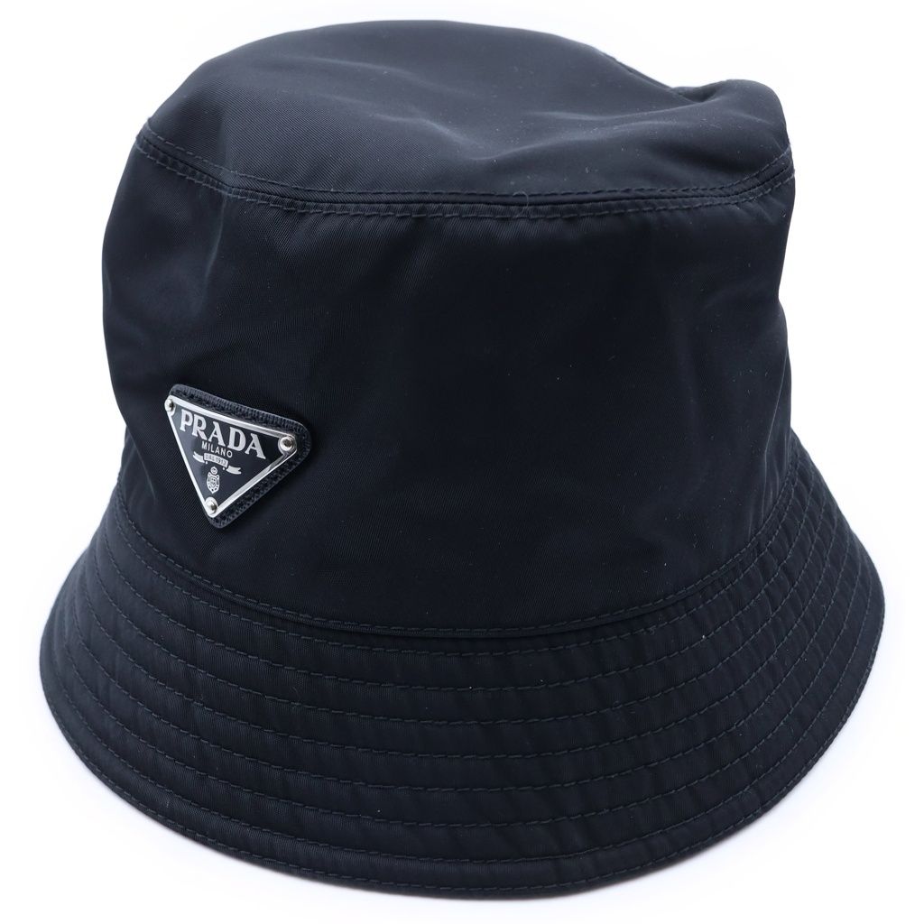 Prada Re-Nylon Bucket Hat Triangle Logo Black