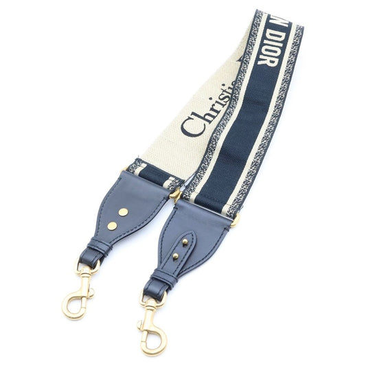 Dior Logo Jacquard Canvas Shoulder Strap Navy Beige Gold