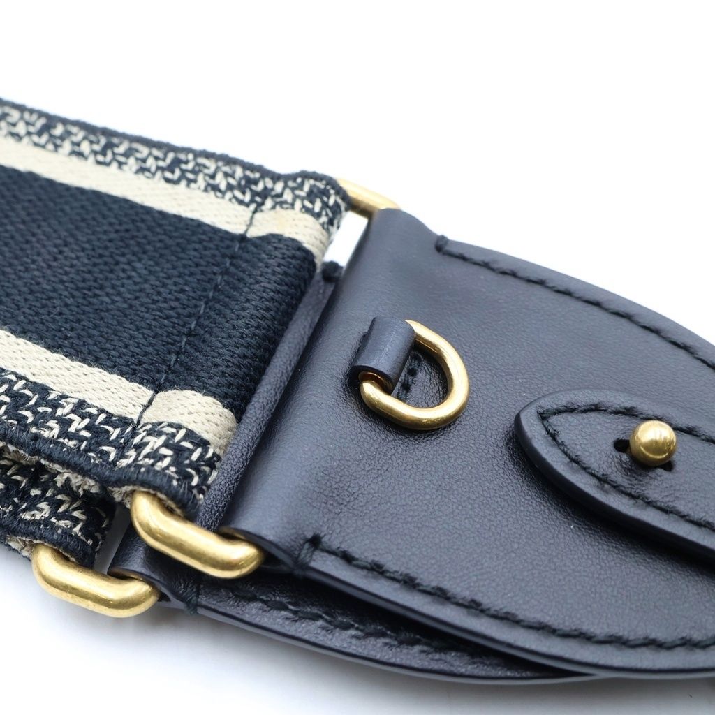 Dior Logo Jacquard Canvas Shoulder Strap Navy Beige Gold — view 5