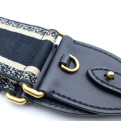 Dior Logo Jacquard Canvas Shoulder Strap Navy Beige Gold — view 5